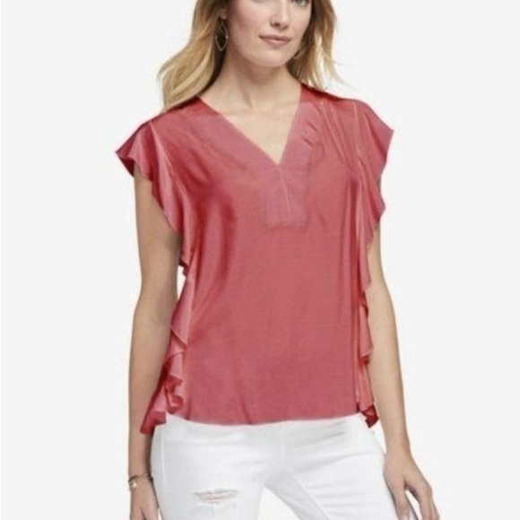 Johnston & Murphy Boho V-neck Ruffle Blouse Top White Size M - Picture 16 of 16